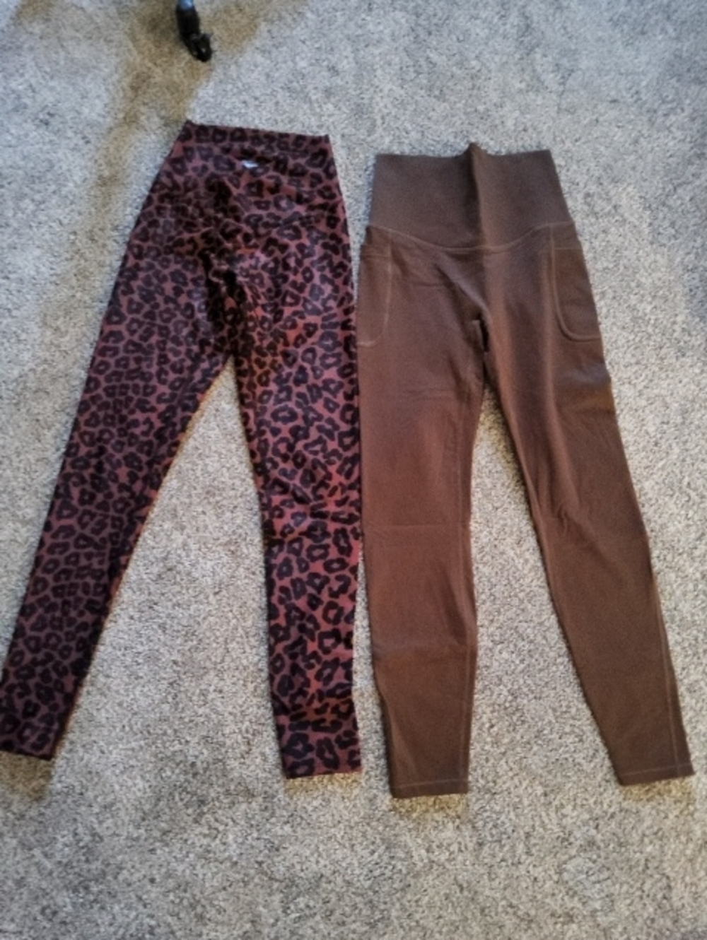 Beach Riot Brown Leopard Legging & Solid Brown High-Waist Legging Set